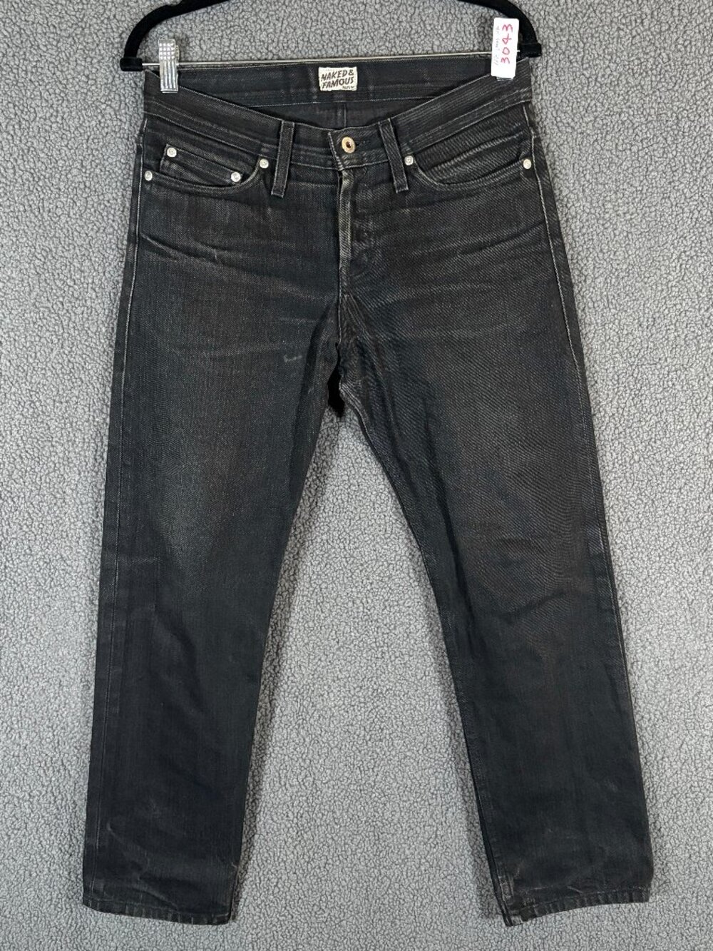 Naked & Famous Weired Guy Selvedge Button Fly Jeans - Men's Size 30*27 - Black